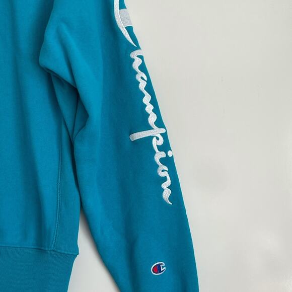 Champion Reverse Weave Teal Blue Crewneck Sweatshirt Size Small - Picture 2 of 7